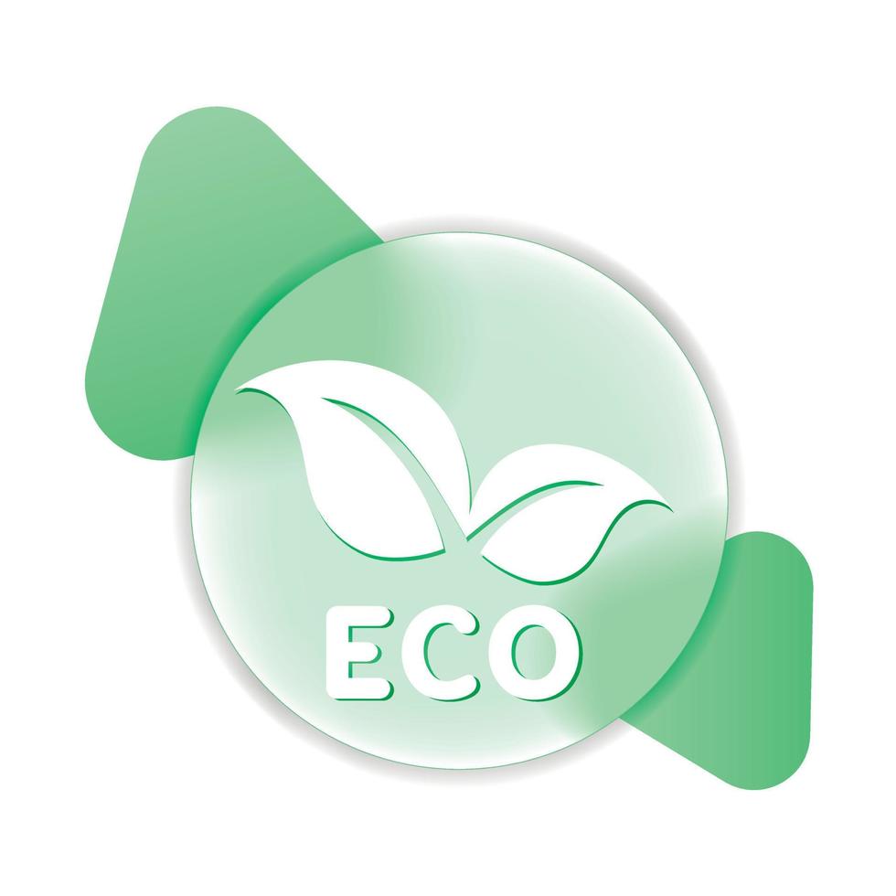eco text runda vektor illustration av design element för märka eller promo bricka av noll avfall produktion i glasmorfism stil