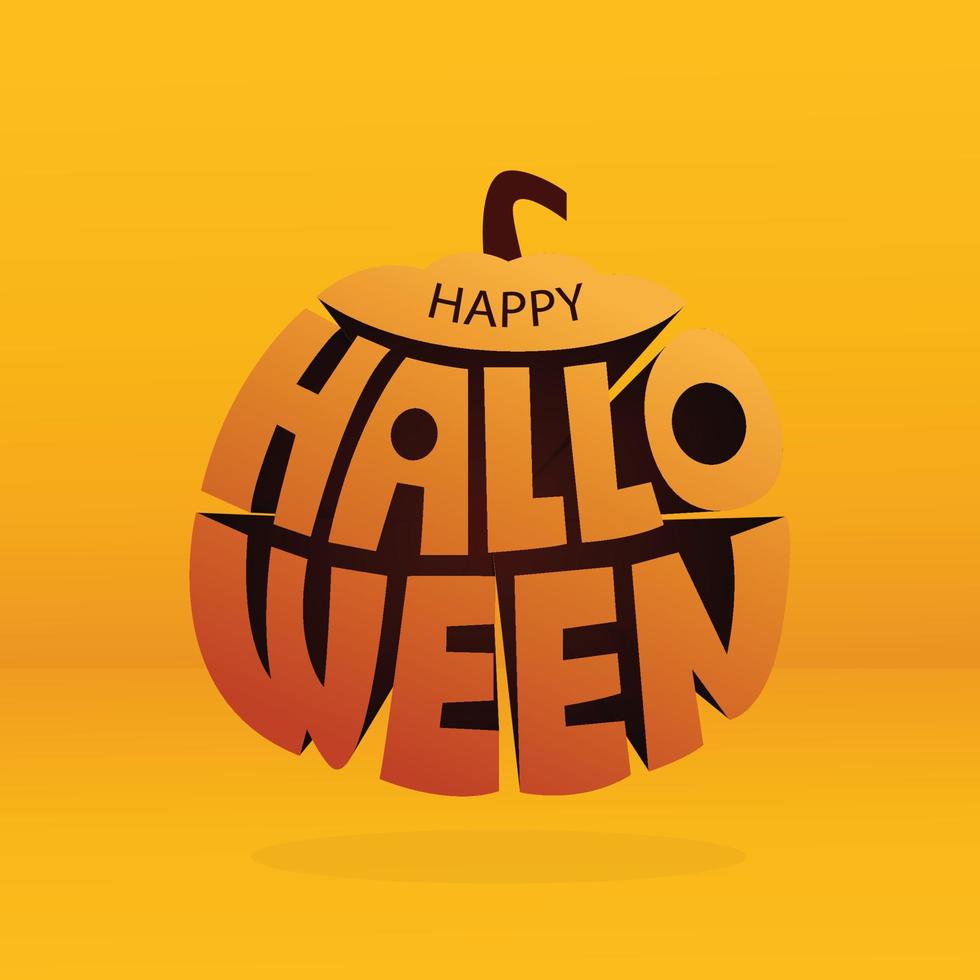 Lycklig halloween vektor illustration för hälsning Semester på 31 oktober. Lycklig halloween 3d text, baner, affisch, hälsning kort, fest inbjudan.