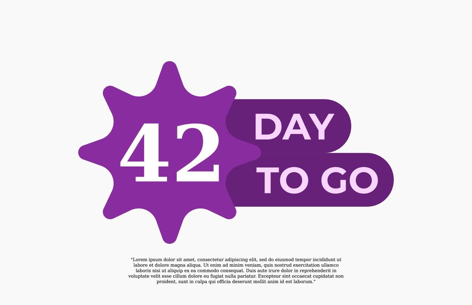42 dag till gå. erbjudande försäljning företag tecken vektor konst illustration med fantastisk font och trevlig lila vit Färg