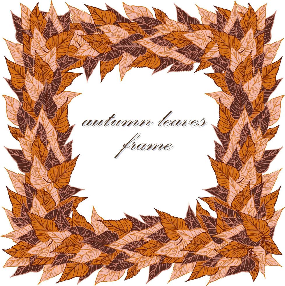 saisonales Herbstrahmen-Vektordesign für Karten, Poster oder Flyer mit gefallenen vergilbten Blättern vektor