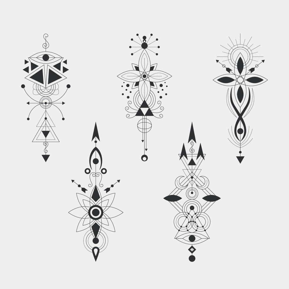 geometrisk rader minimalistisk tatuering vektor