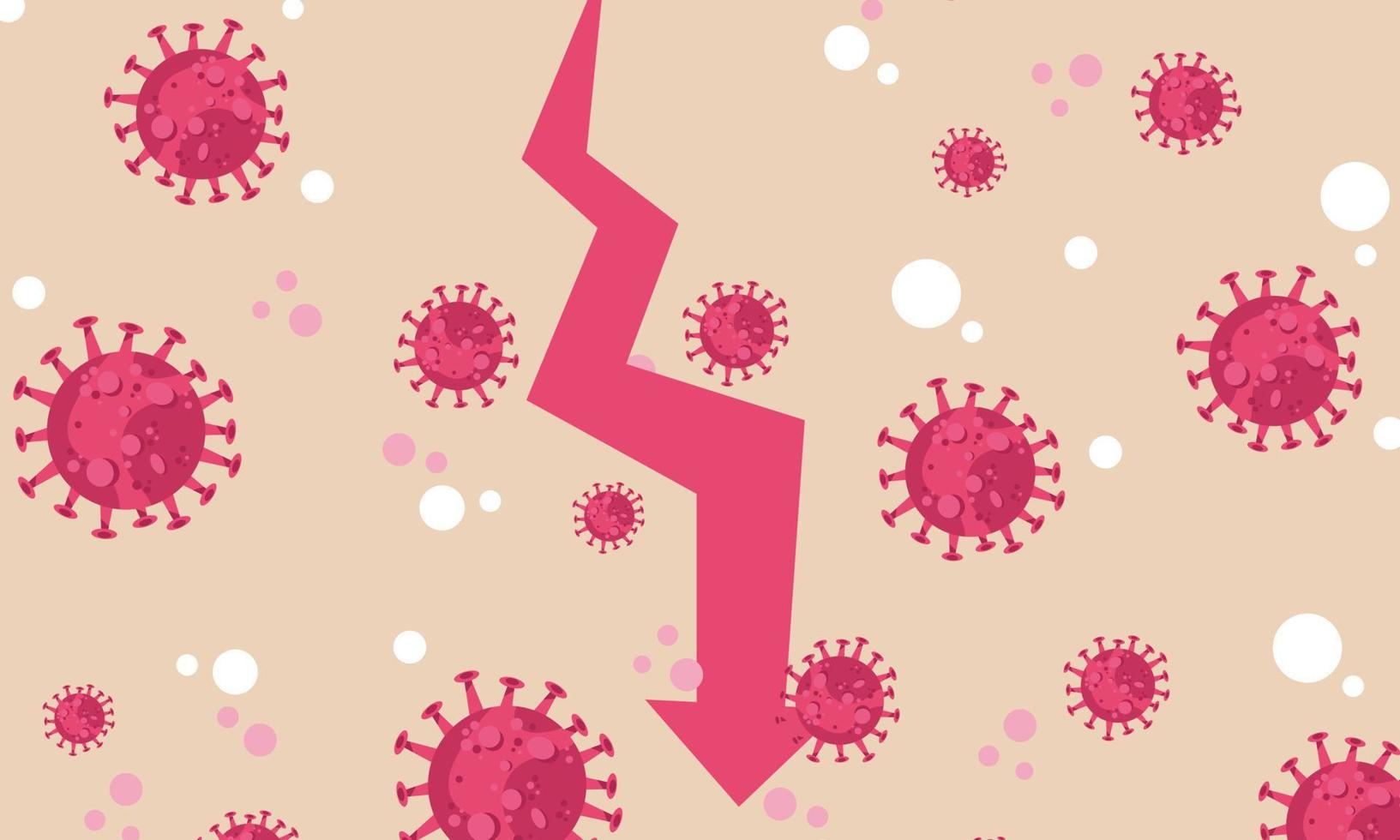 coronavirus krascha pil Diagram ner. virus pandemi kollaps fara släppa ekonomi. investering förlust global diagram vektor illustration. korona covid fel begrepp epidemi falla. problem finansiera