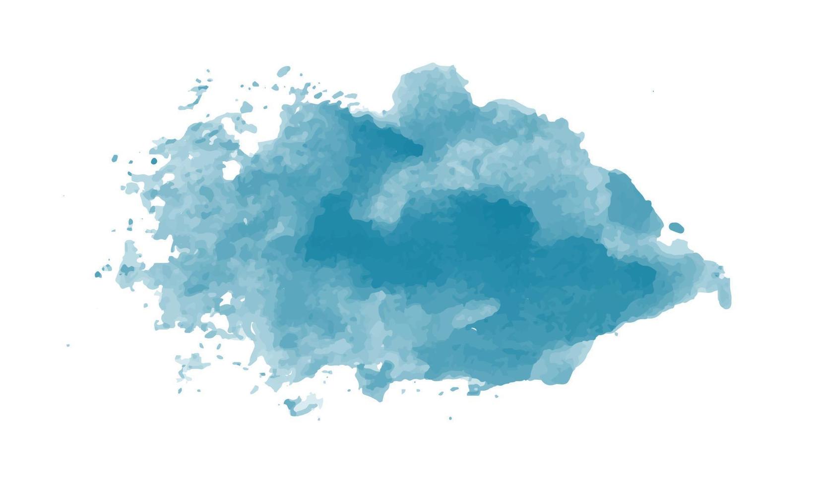 abstraktes modernes handgemaltes Design mit Aquarellfleck-Pinselstrich von blauen Wolken, lokalisiert auf weißem Hintergrund. Vektor als dekorative Designkarte, Banner, Poster, Cover, Broschüre, Wandkunst.