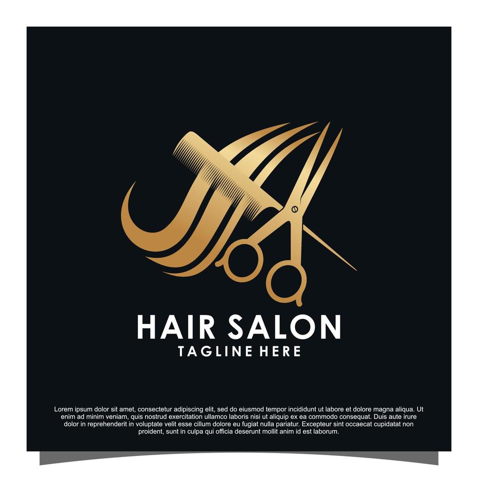 Luxus-Friseursalon-Logo-Design Premium-Vektor vektor