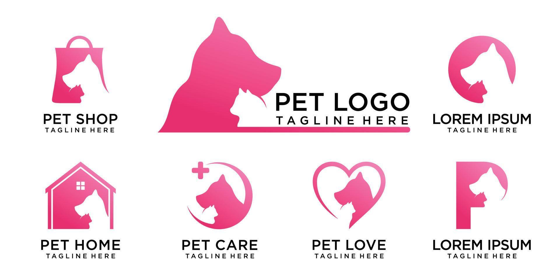 sällskapsdjur logotyp design med kreativ unik stil premie vektor del 2