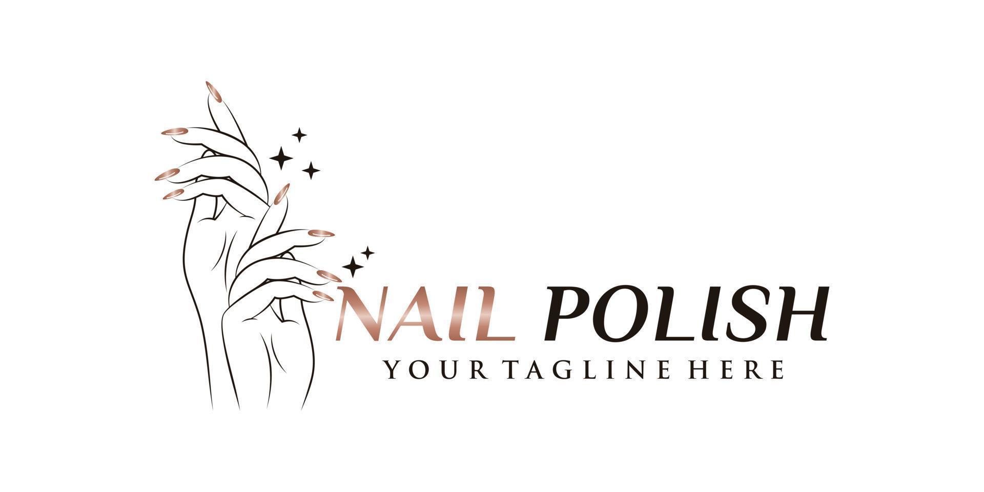 Nagellack oder Nagelstudio-Logo-Design mit kreativem Element und einzigartigem Konzept-Premium-Vektor vektor