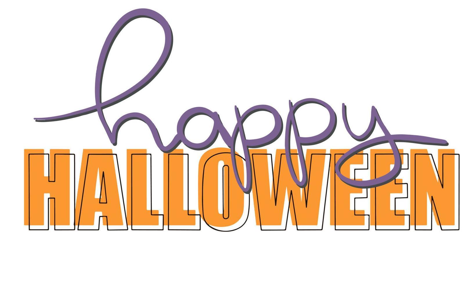 Vektor Happy Halloween Text Banner.Etiketten, Logos, handgezeichnete Tags und Elemente für festliches Herbstdesign.