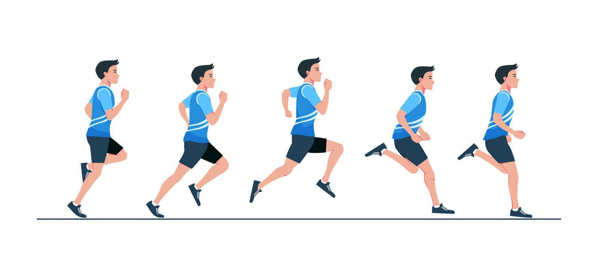 samling av löpning man illustration animering sprite uppsättning sport vektor