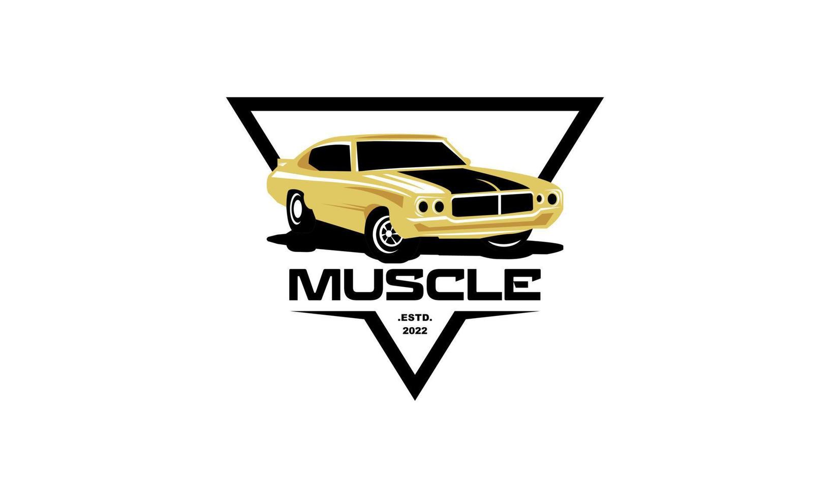 muskel logotyp. service bil reparera, bil restaurering och bil klubb design element. vektor