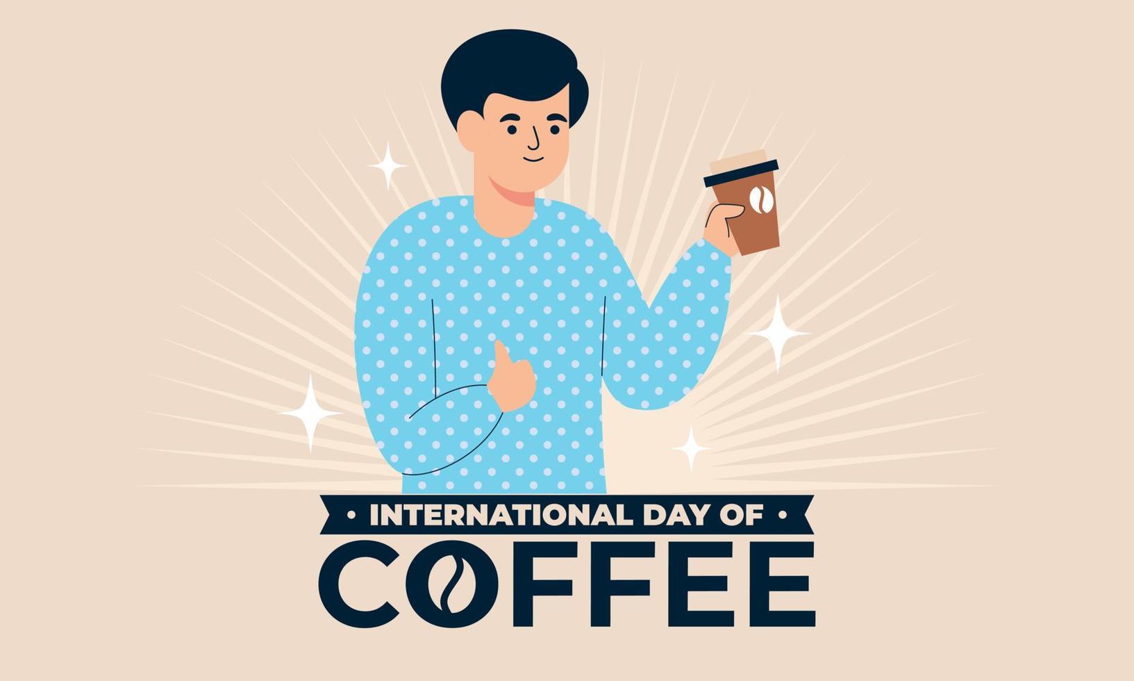 internationaler tag der kaffeeillustration hand gezeichneter vektor