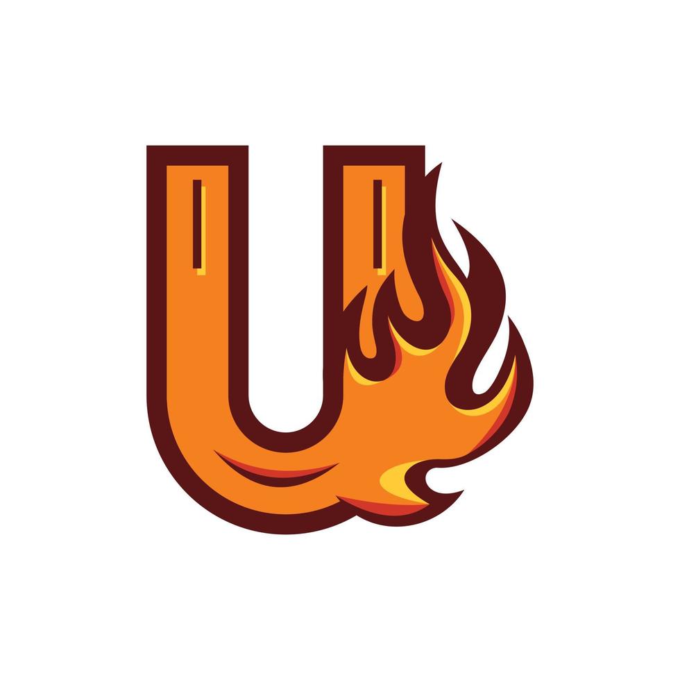 buchstabe u flamme feuer modernes logo vektor