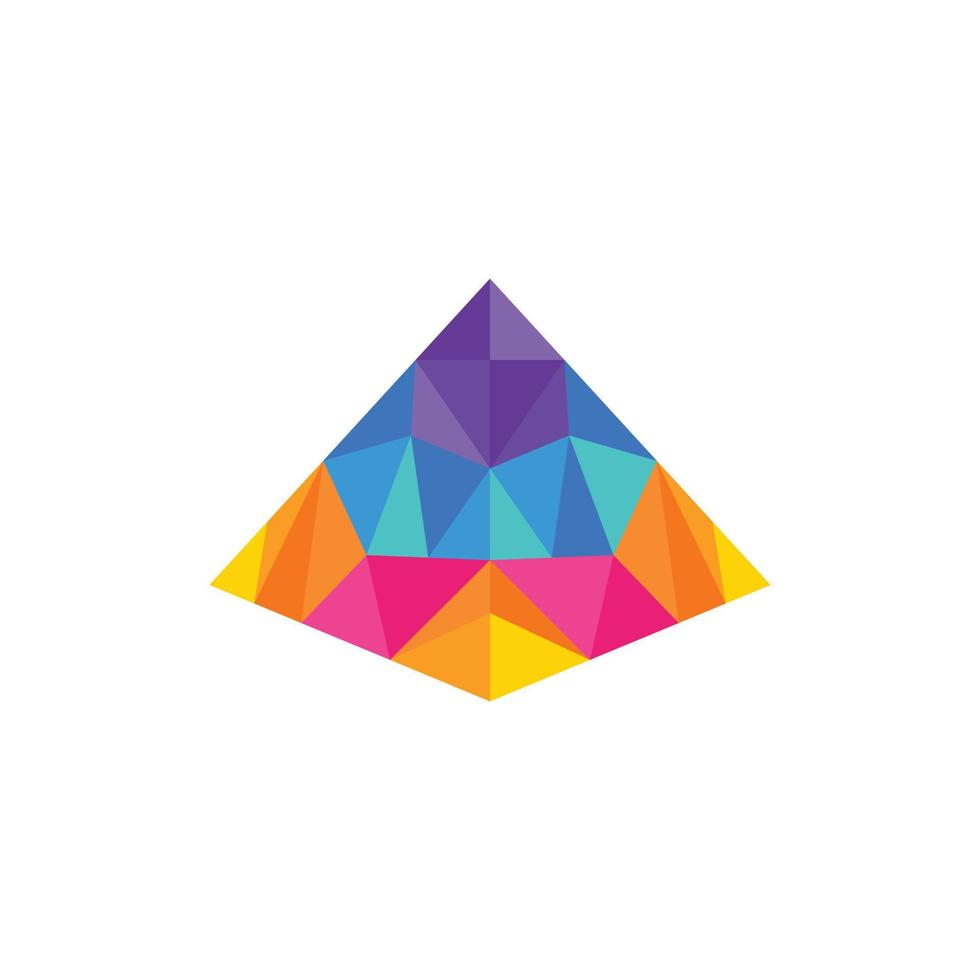 buntes geometrisches logo des pyramidenpolygons vektor
