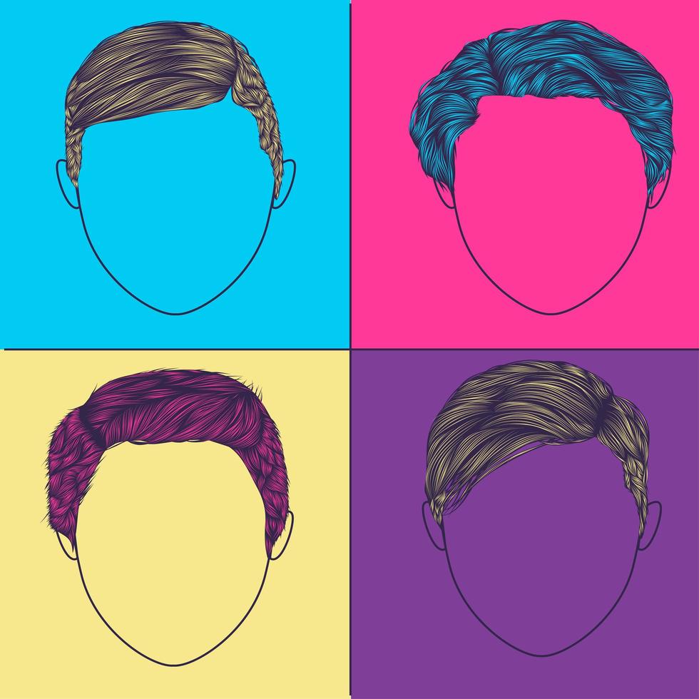 Pop-Art-Frisuren für Männer vektor