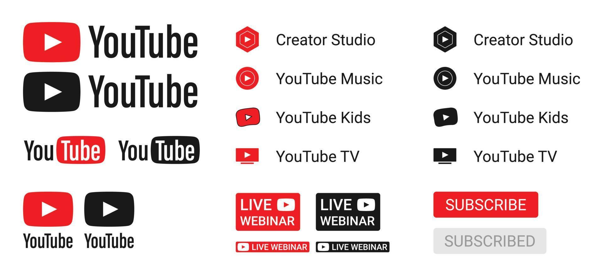 youtube social media logo schwarz-weißer hintergrund. vektor