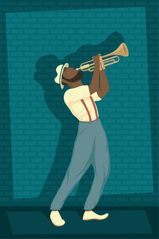 afro man spelar trumpet vektor