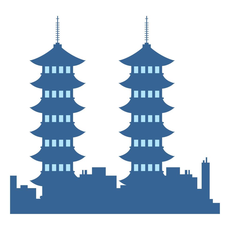 asiatisk pagoder torn vektor