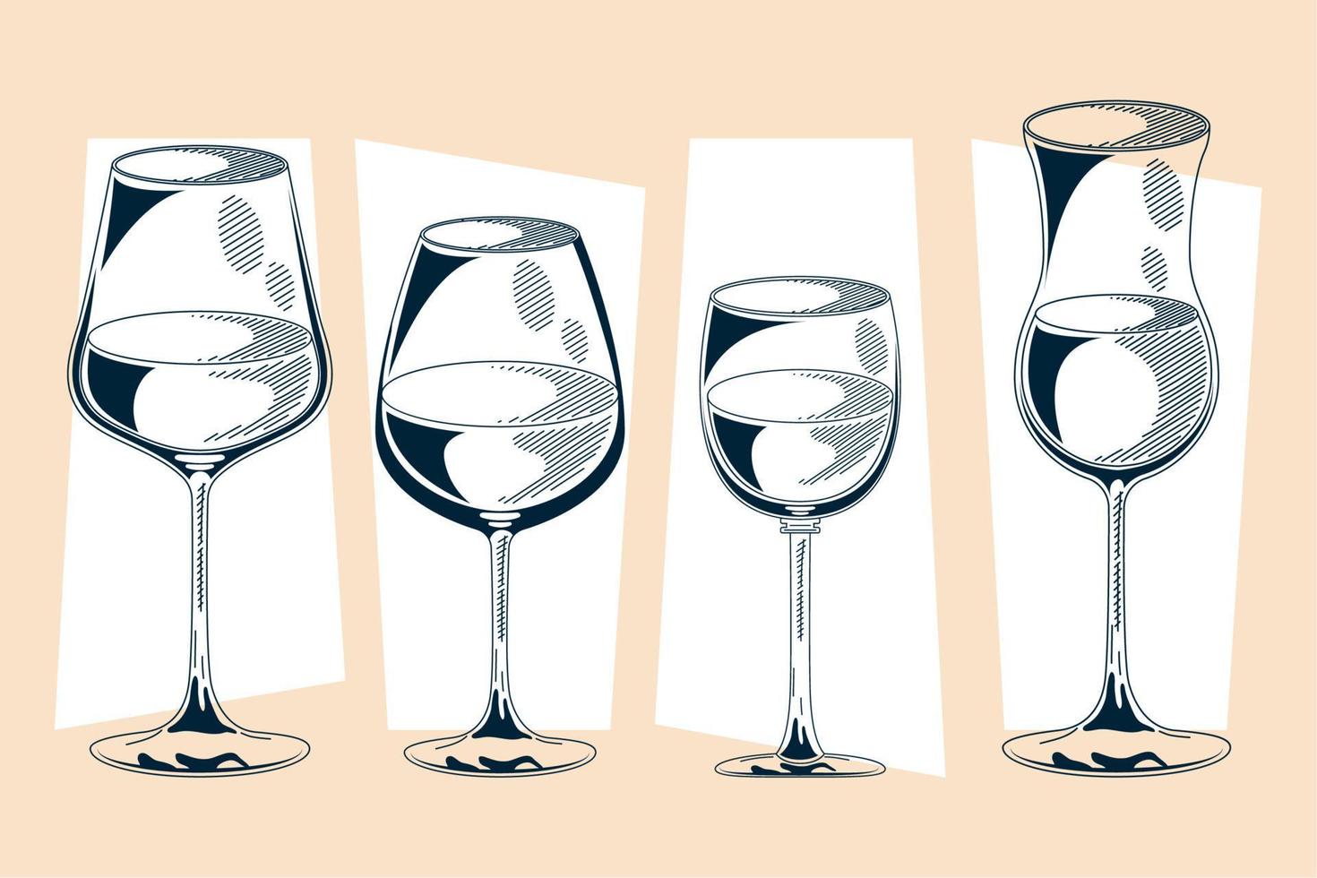 vier Symbole für Weingetränke vektor