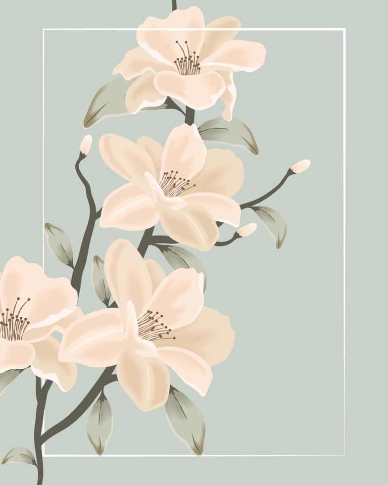 grenar med vit blommor vektor
