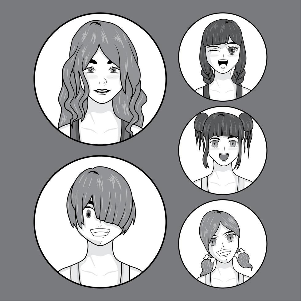 uppsättning av manga flickor vektor