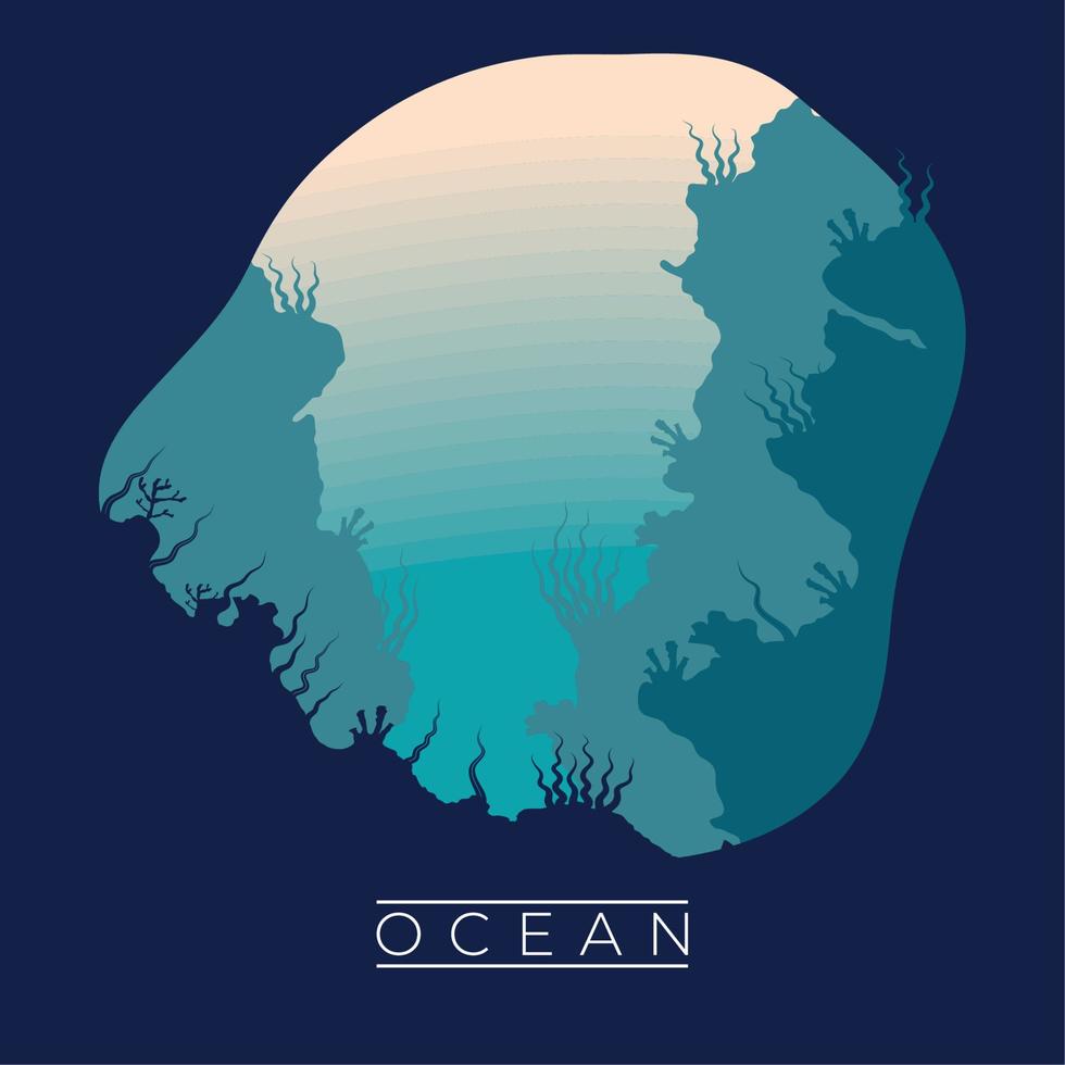 Ozean-Schriftzug unter Wasser vektor