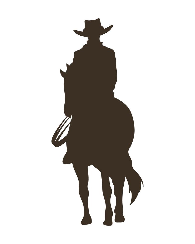 cowboy i häst siluett vektor
