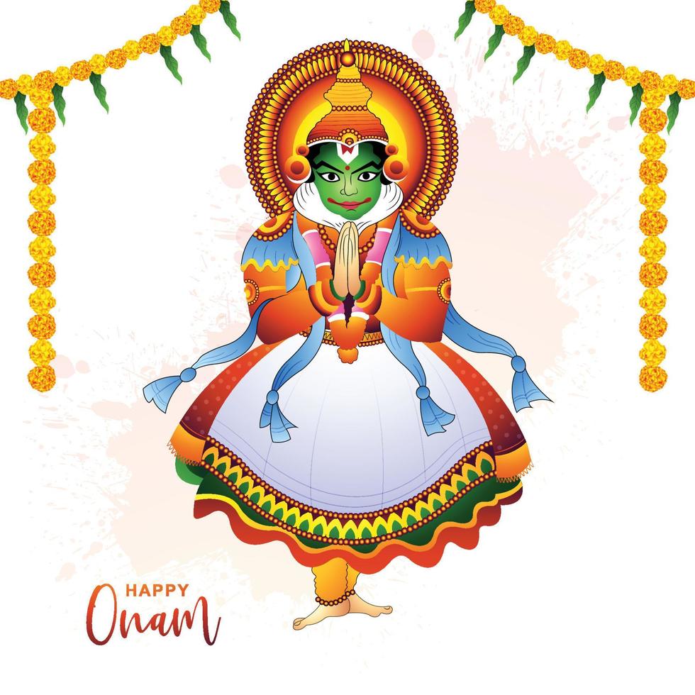glückliches onam-festival von südindien-kerala-feiertagsillustrationshintergrund vektor