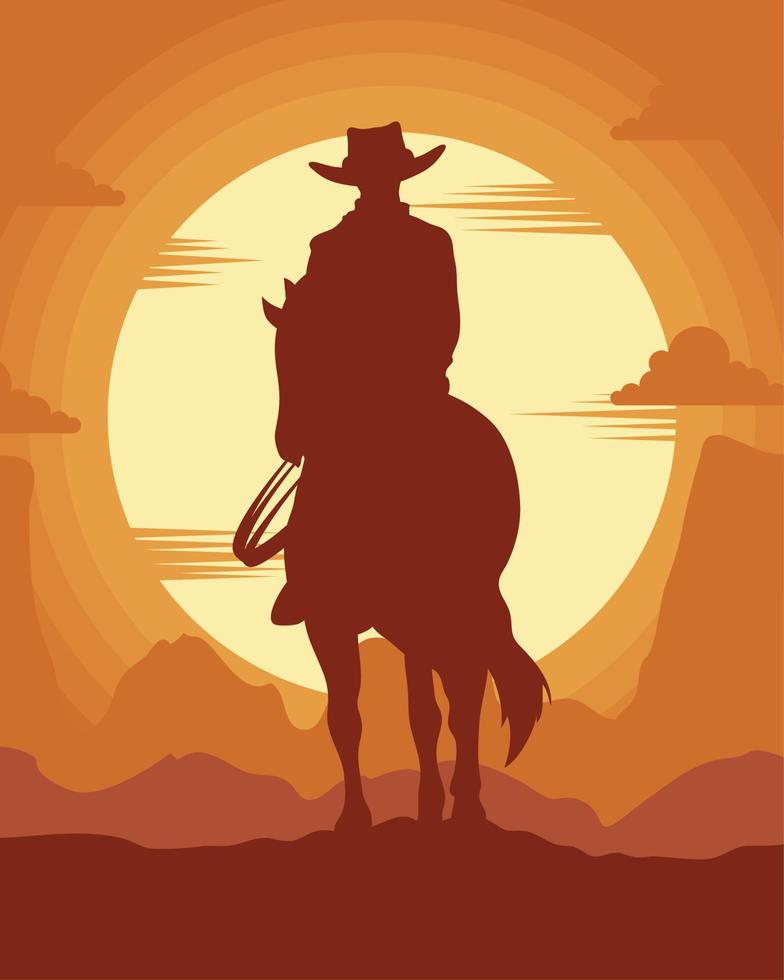 cowboy vild väst scen vektor