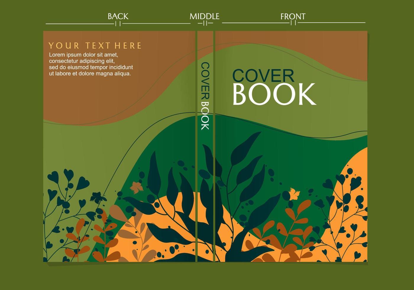 Reihe von Buchcover-Designs zum Thema Natur mit Blattsilhouetten. ästhetischer Hintergrund vektor