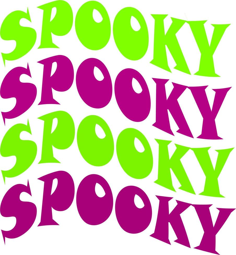 läskigt halloween text vågig grön lila typografi handskriven text stil för t skjorta, kort, fest. vektor