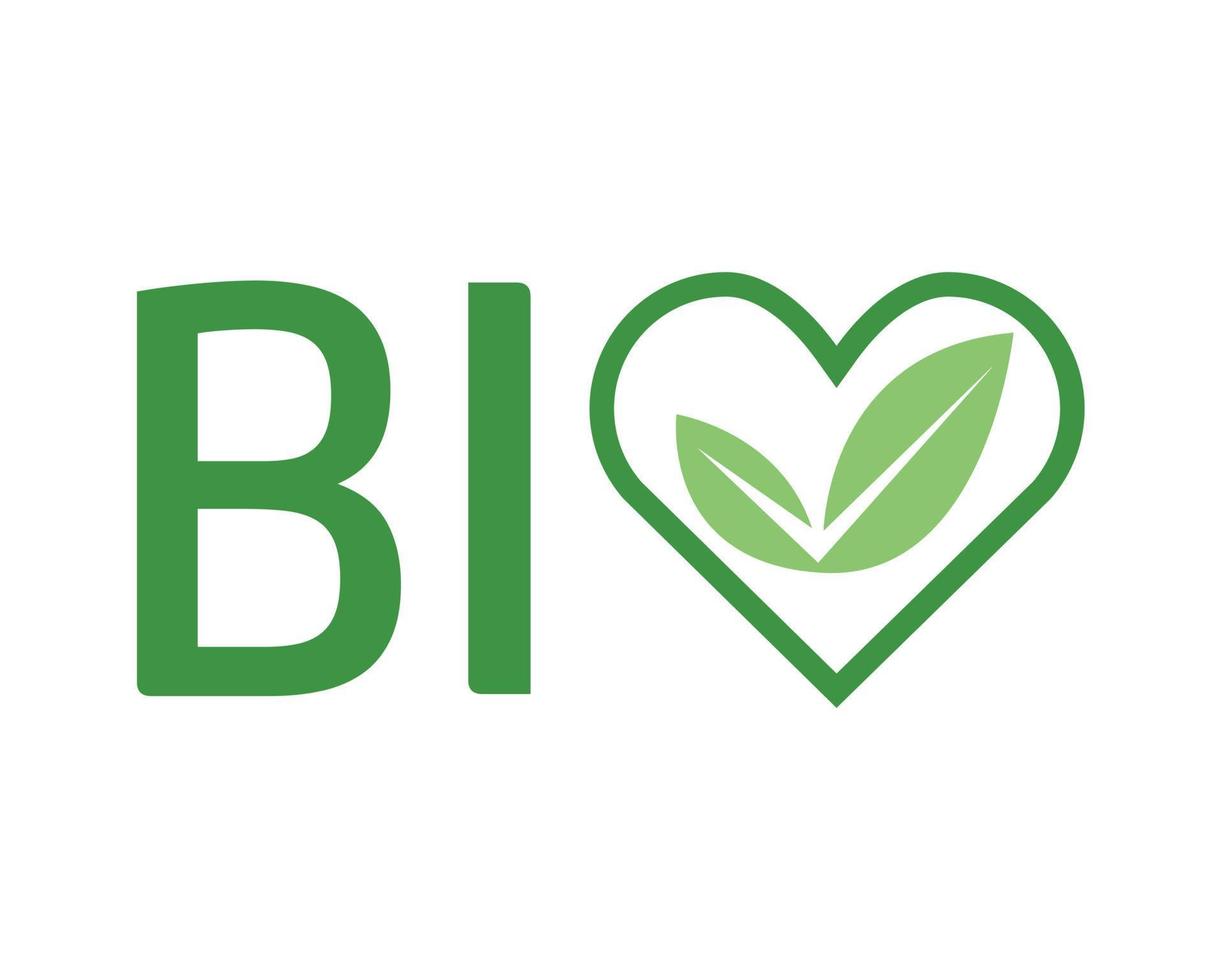 bio logotyp med hjärta grön , organisk - vektor