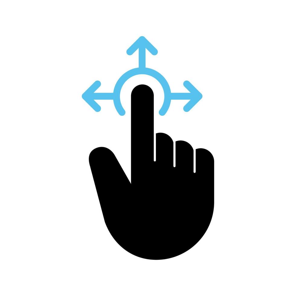 Finger-Touchscreen-Geste in verschiedene Richtungen, Vektor, Illustration. vektor