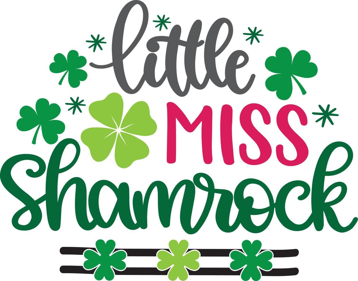 Little Miss Shamrock, grüner Klee, so glücklich, Shamrock, Glücksklee-Vektorillustrationsdatei vektor