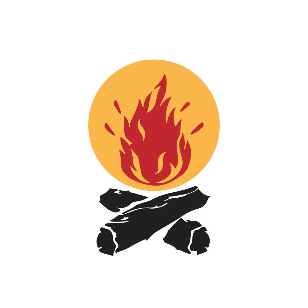 camp brennendes lagerfeuer mit flamme für campingdesign oder t-shirt-druck vektor