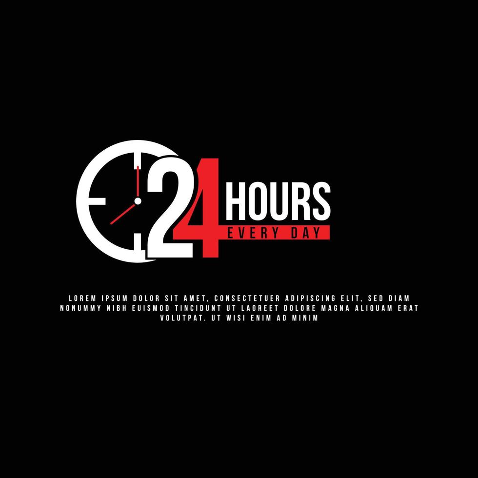 24-Stunden-Symbol. 24-Stunden-Arbeitssymbol. 24 Stunden 7 Tage Vollzeit-Vektordesign. vektor