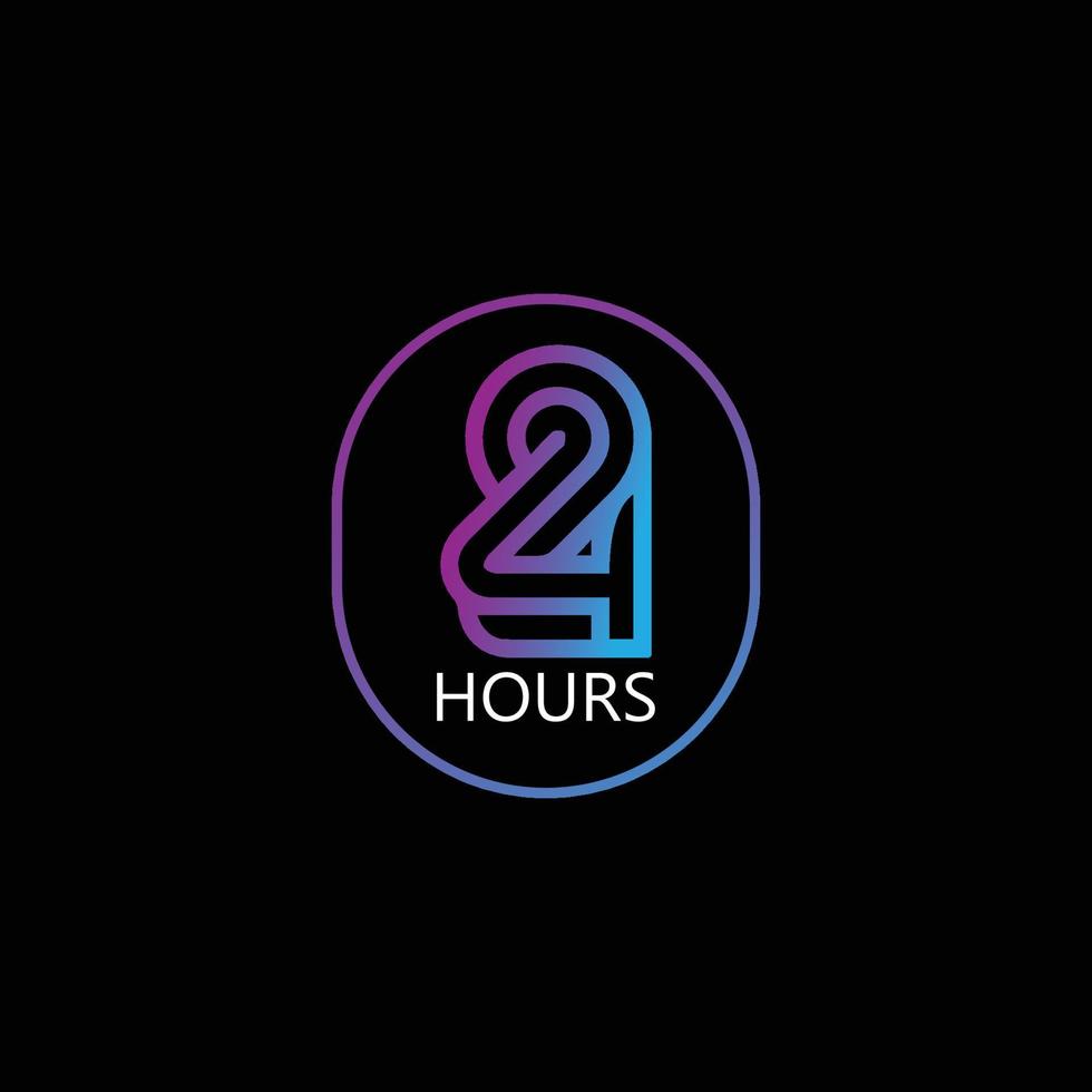 24 timmar ikon. 24 timmar arbete ikon. 24 timmar 7 dag.full tid vektor design.