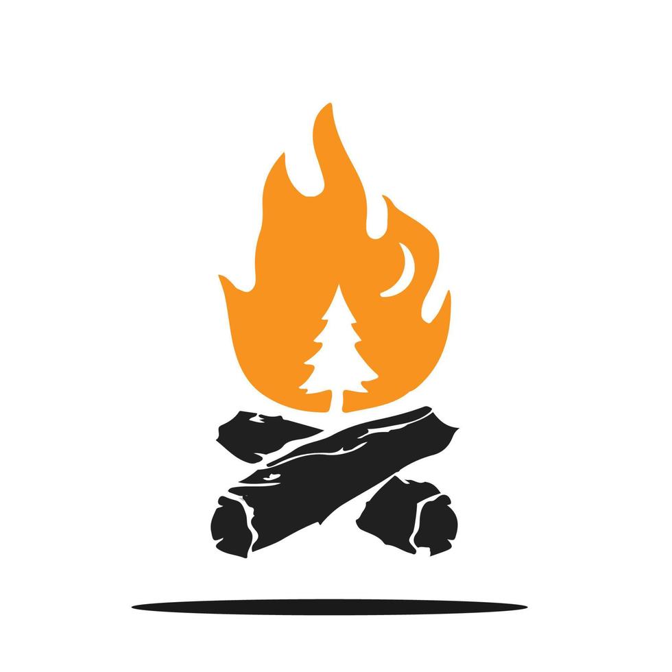 camp brennendes lagerfeuer mit flamme für campingdesign oder t-shirt-druck vektor