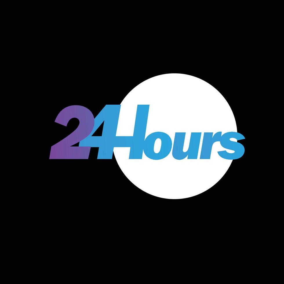24-Stunden-Symbol. 24-Stunden-Arbeitssymbol. 24 Stunden 7 Tage Vollzeit-Vektordesign. vektor