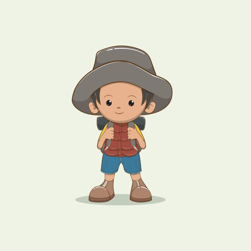 niedliche Cartoon-Kinder im Explorer-Outfit, Charakter, Vektordesign vektor