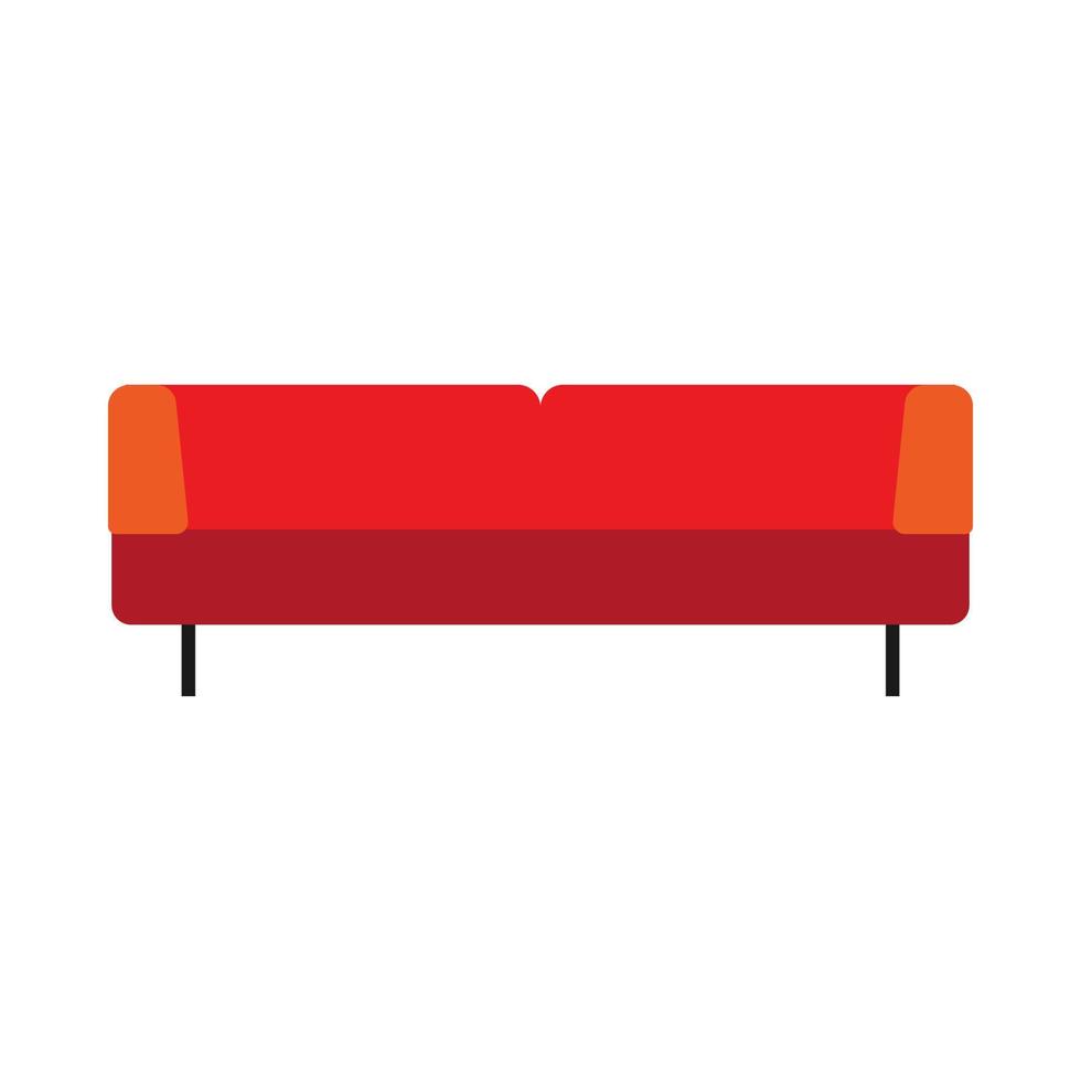 divan röd livsstil bekväm möbel platt vektor ikon. ljus TV soffa levande rum design interiör hus