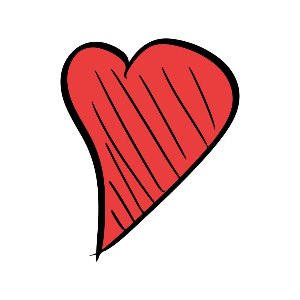 hjärta hand dra kärlek ikon klotter och översikt klottra form. skiss ritad för hand borsta stroke svart vektor illustration. söt penna linje abstrakt tecken isolerat vit bakgrund. minimal Understrykning