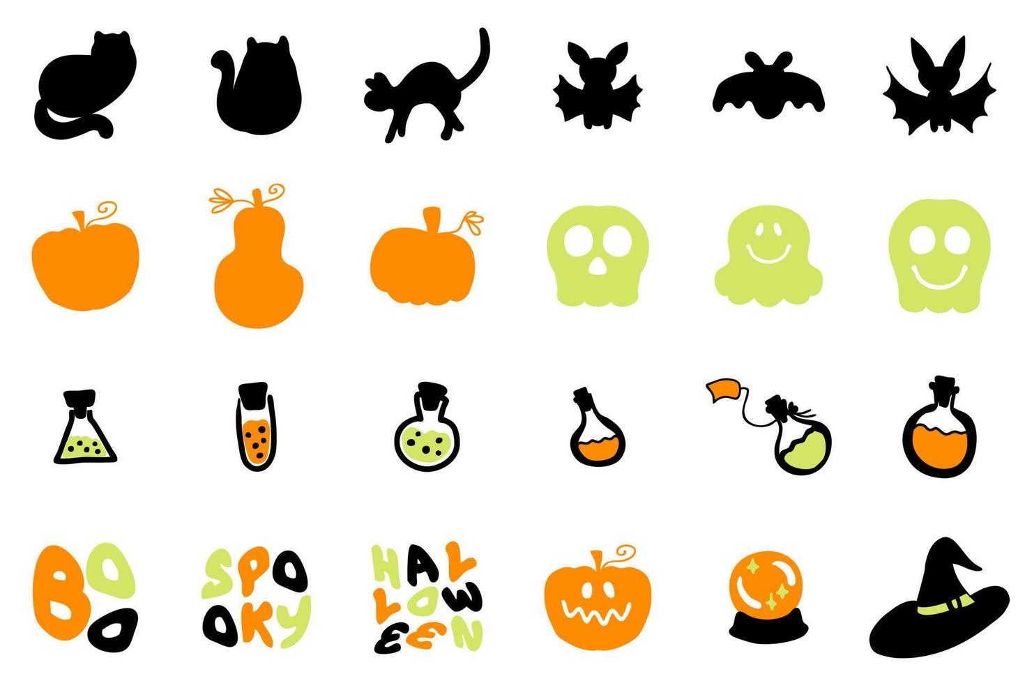 fröhliche halloween-zeichentrickfiguren-clipart-sammlung. vektor