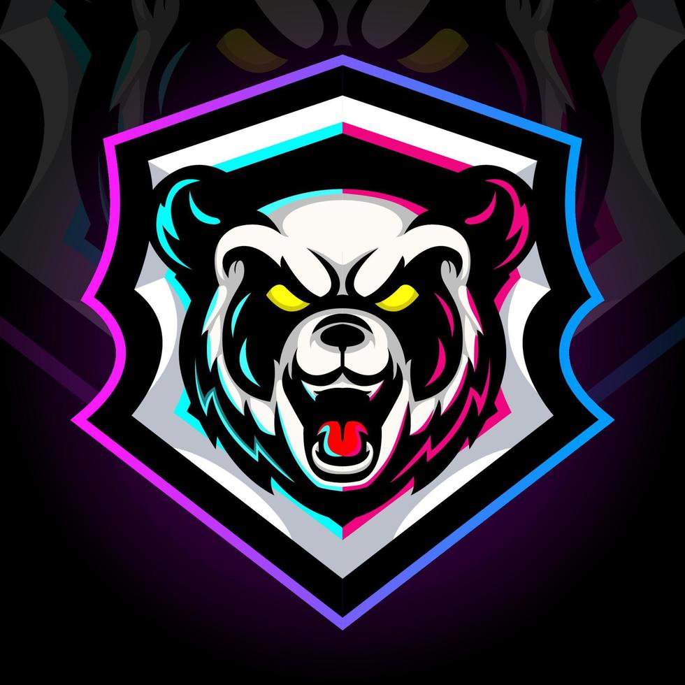 Panda-Kopf-Maskottchen. Esport-Logo-Design vektor