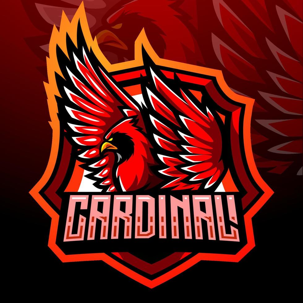 de röd kardinal fågel maskot. esport logotyp design vektor