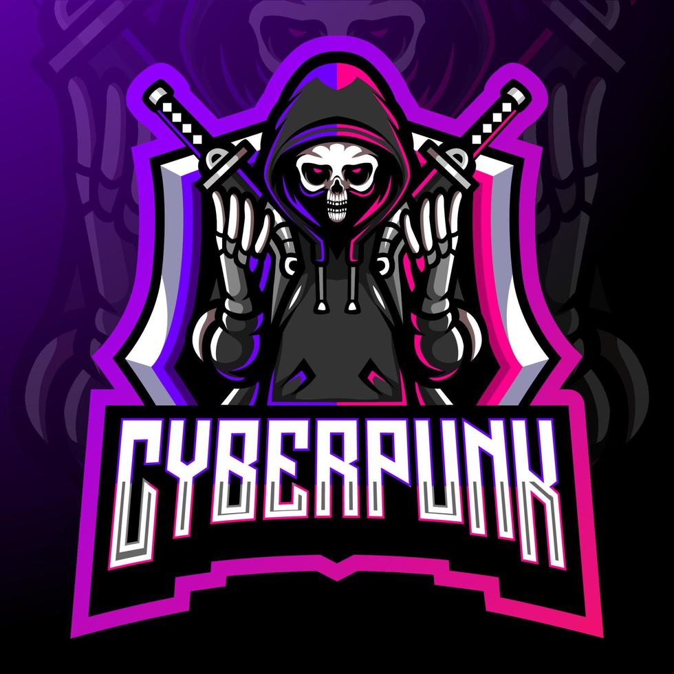 cyberpunkmaskot. esport-logotypdesign vektor