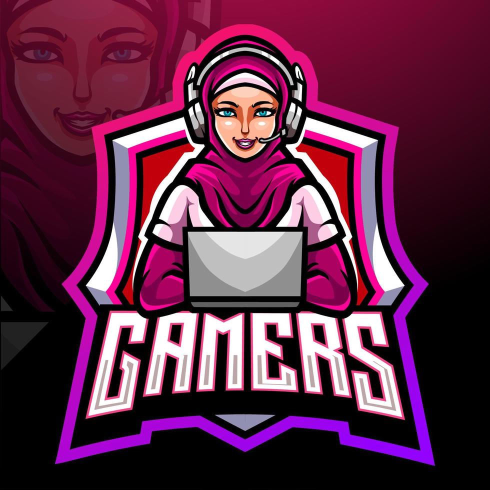 gamer maskot. esport logotyp design vektor