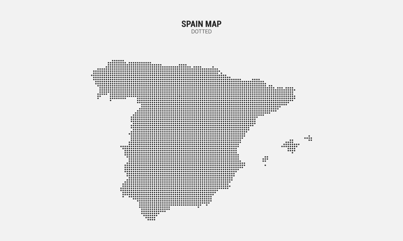 schwarze halbtongepunktete spanienkarte. gepunktete Kartenvektorillustration isoliert auf hellgrauem Hintergrund vektor