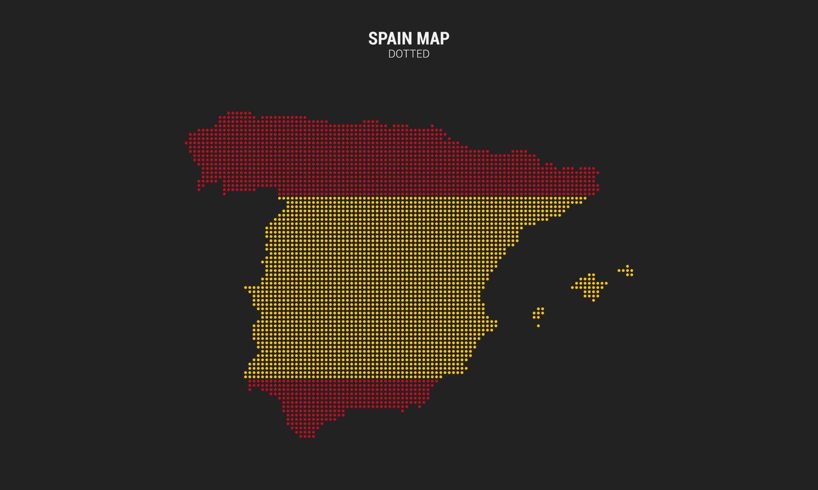 Spanien Karta prickad vektor illustration isolerat på mörk bakgrund