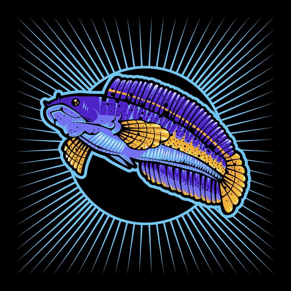 channa ormhuvud fisk vektor japansk illustration stil isolerat. redigerbar lager och Färg.