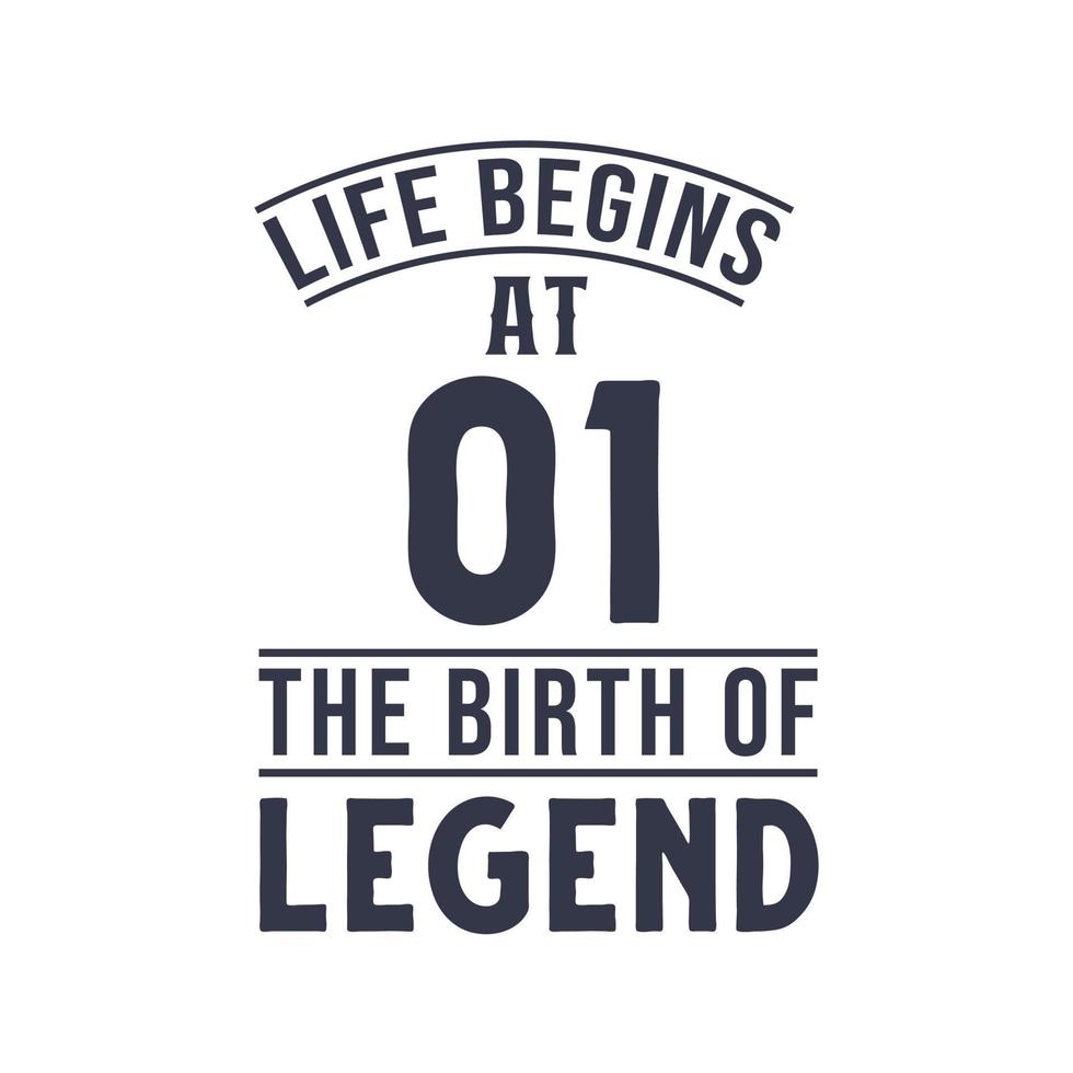 1. Geburtstagsdesign, das Leben beginnt am 1. Geburtstag der Legende vektor