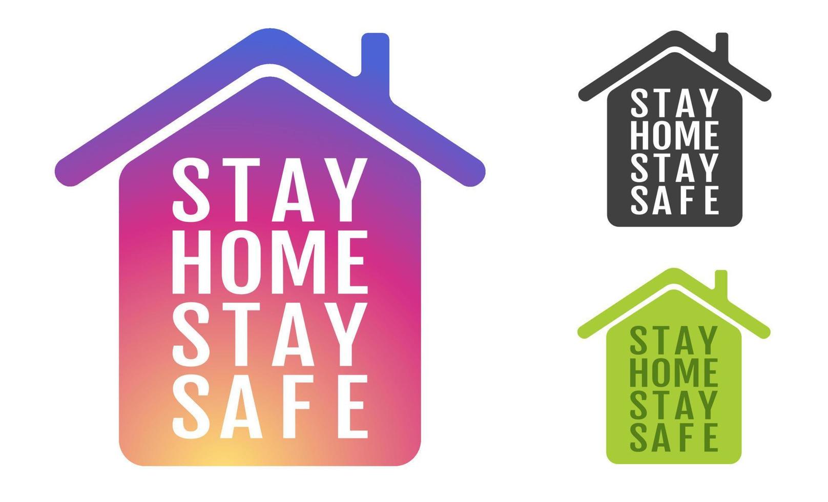 vektorsymbol des hauses mit text von stay home stay safe vektor